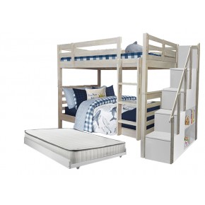 Huckleberry Super Single Bunk Bed with Staircase - Pull Out Single Trundle